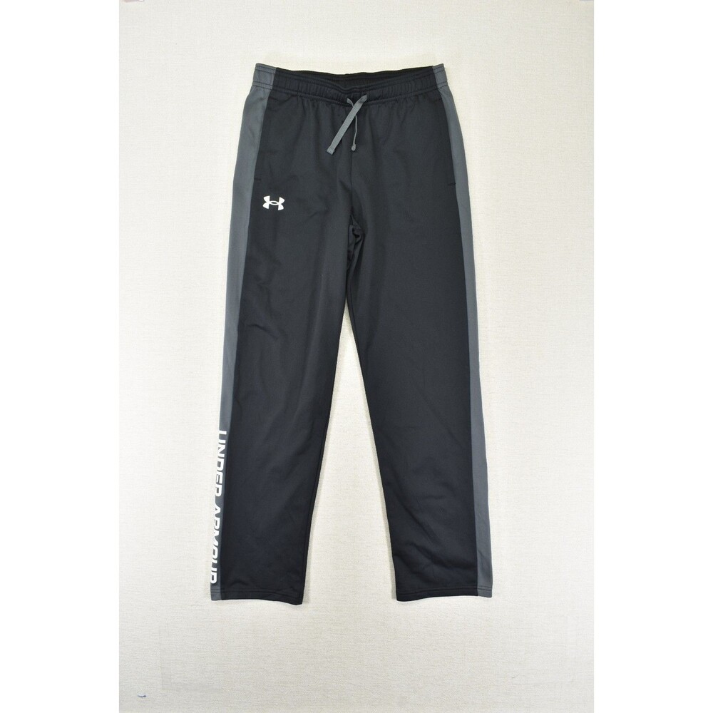 Under Armour Boys Youth Large 14/16 Black Gray ColdGear Warm Up Track Pants